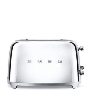 Front view of 2-Slice Toaster in Stainless Steel showcasing chrome finish and side browning dial on white background