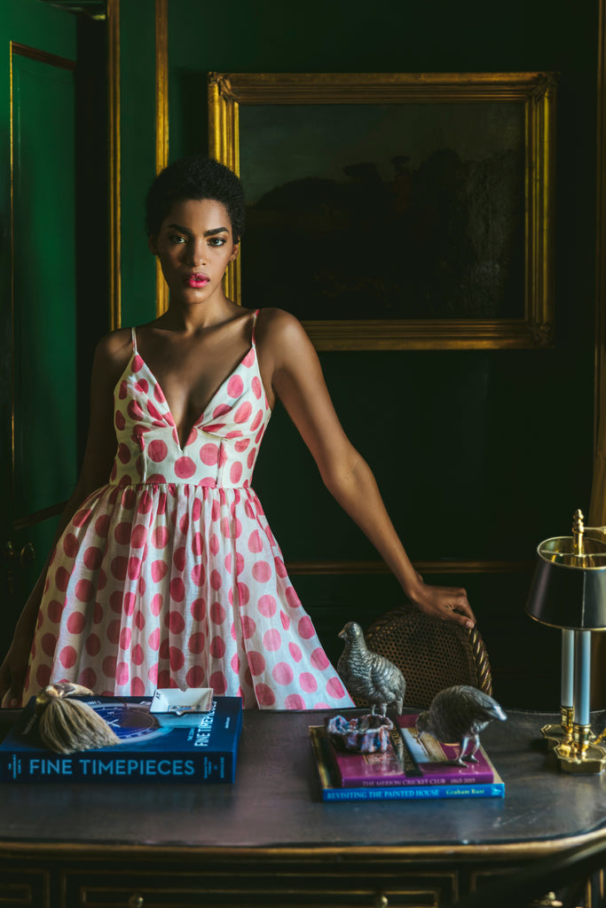 Pero Midi Dress in Celeste Spot Pink