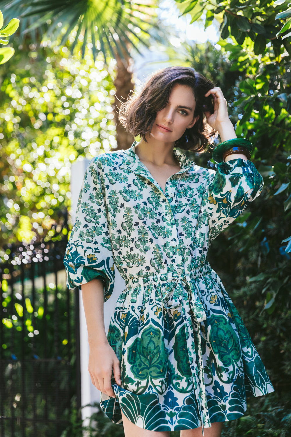 Beatrice Mini Dress in Samara Green