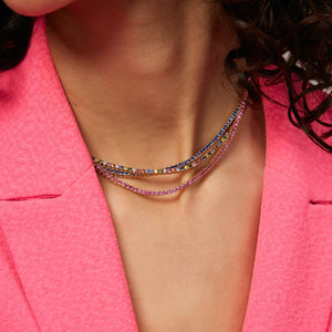 Pink Sapphire Tennis Necklace - Roxanne First