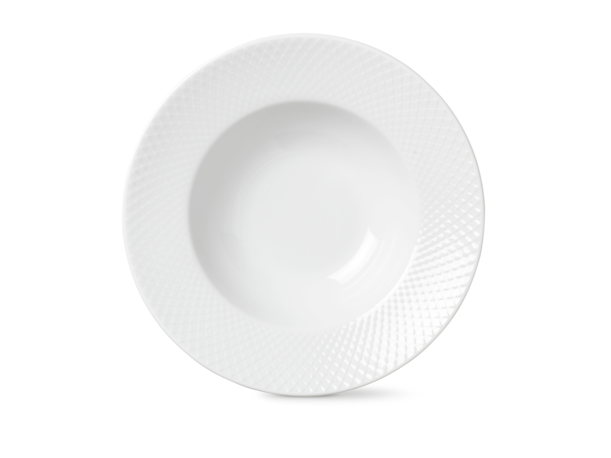 Lyngby Porcelain Rhombe Soup Plate in White