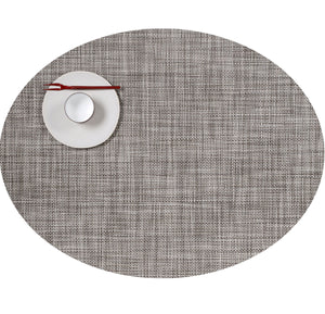 Mini Basketweave Round Placemat in Gravel