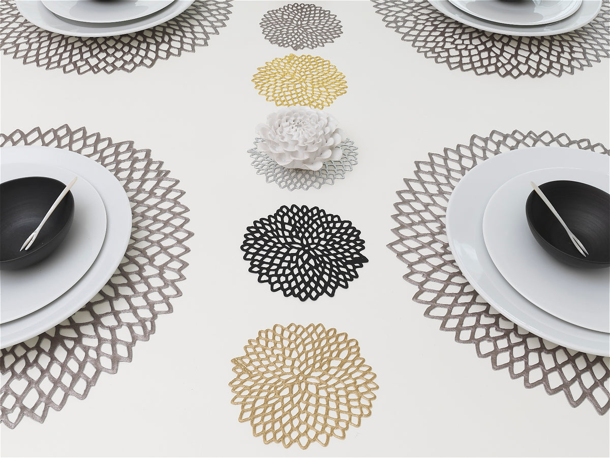 Pressed Dahlia Placemat in Gunmetal