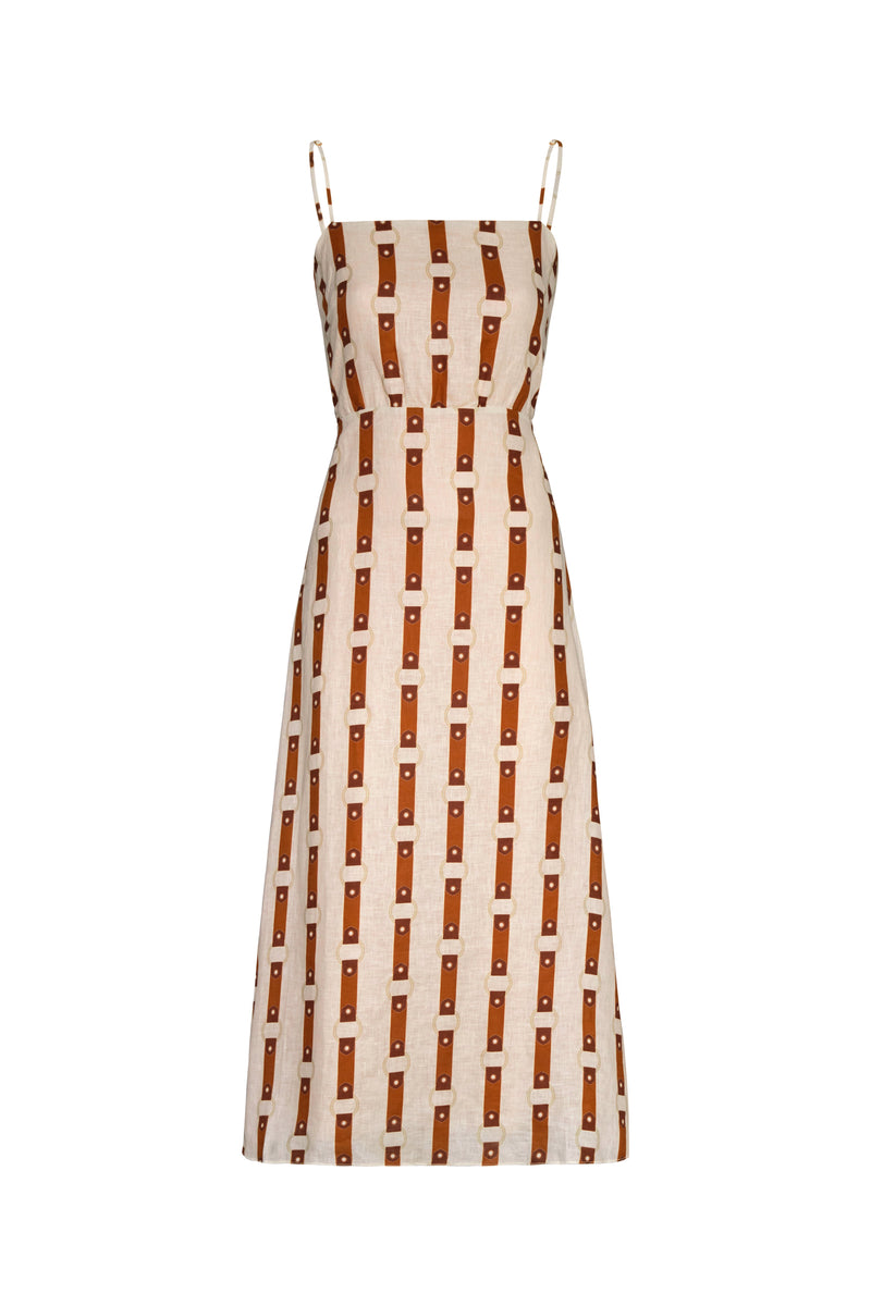 Nativa Linen Midi Dress in Horse Reins