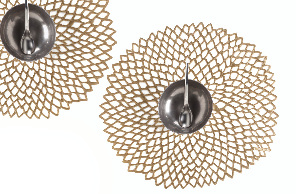 Pressed Dahlia Placemat in Brass