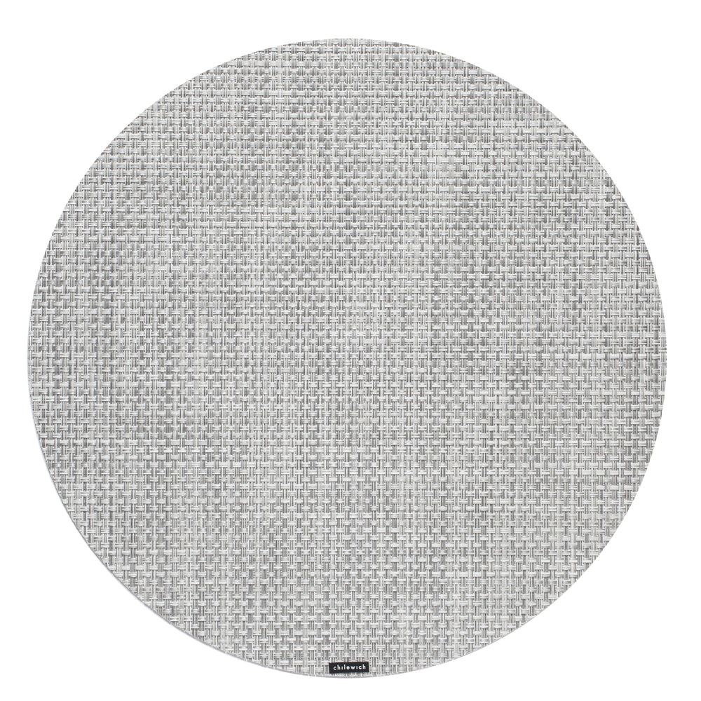 Basketweave Round Placemat in White/Silver