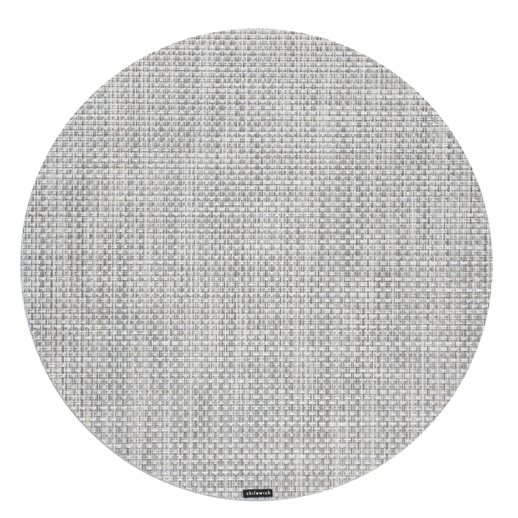 Basketweave Round Placemat in White/Silver