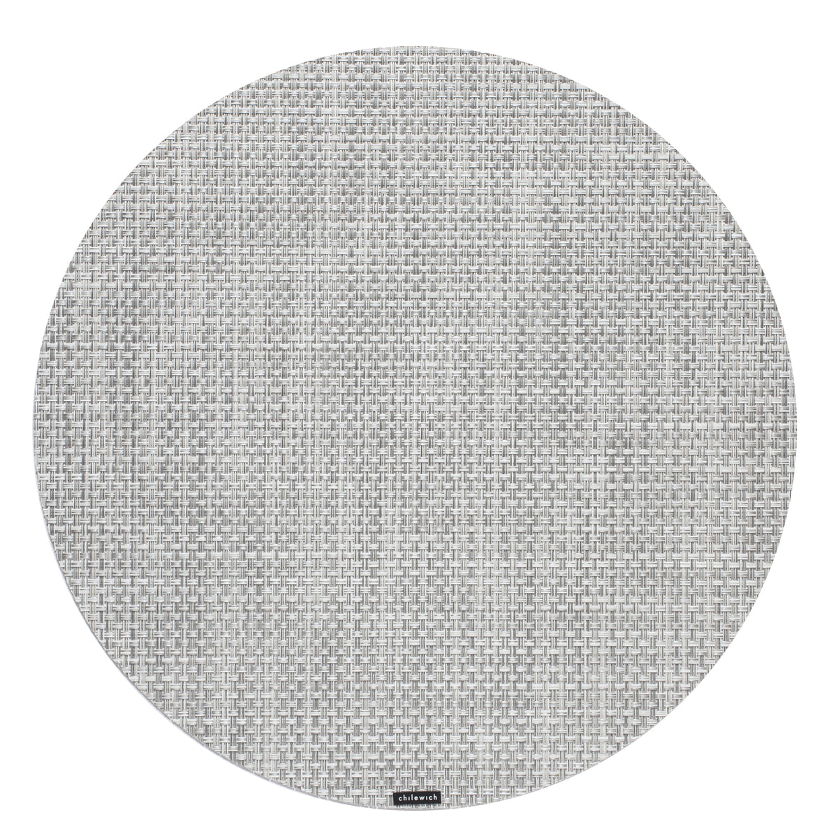 Basketweave Round Placemat in White/Silver