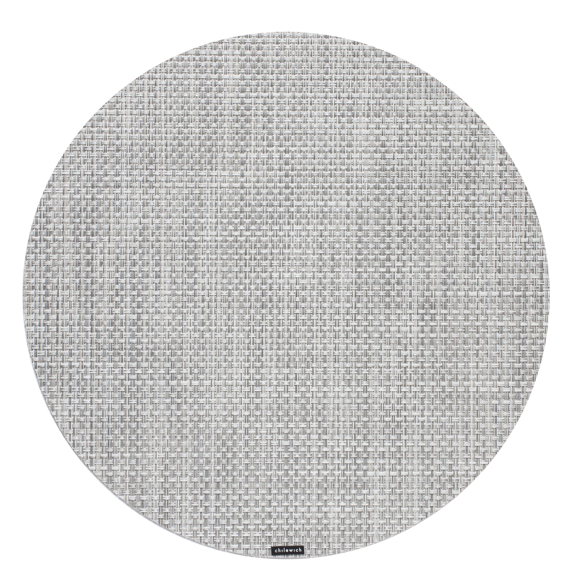 Basketweave Round Placemat in White/Silver