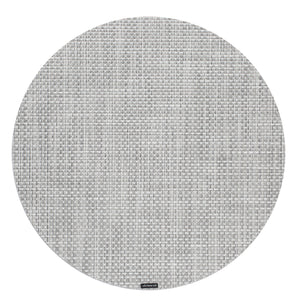 Basketweave Round Placemat in White/Silver