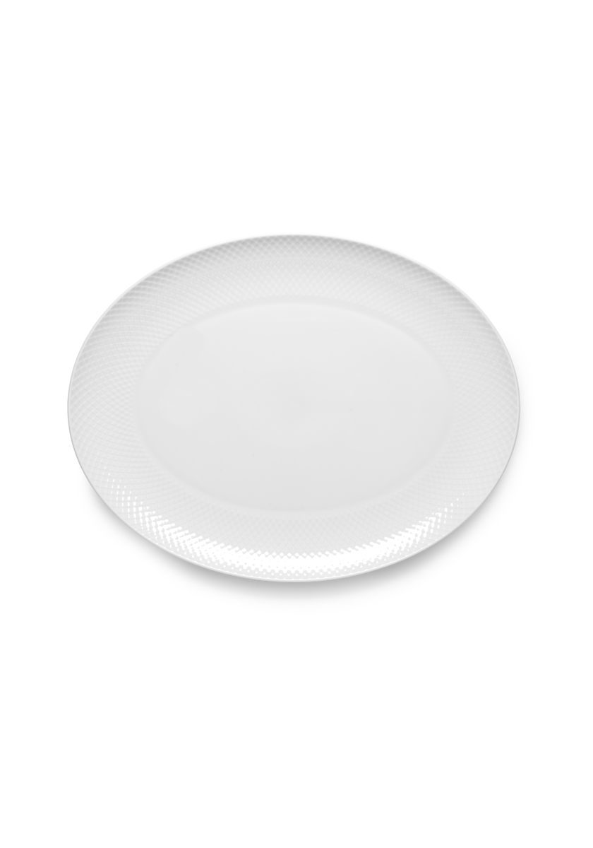 Lyngby Porcelain Rhombe Oval Serving Dish in White