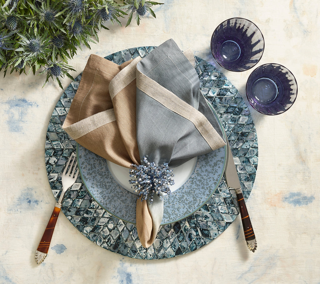 Dip Dye Napkin in Beige, Taupe & Gray, Set of 4
