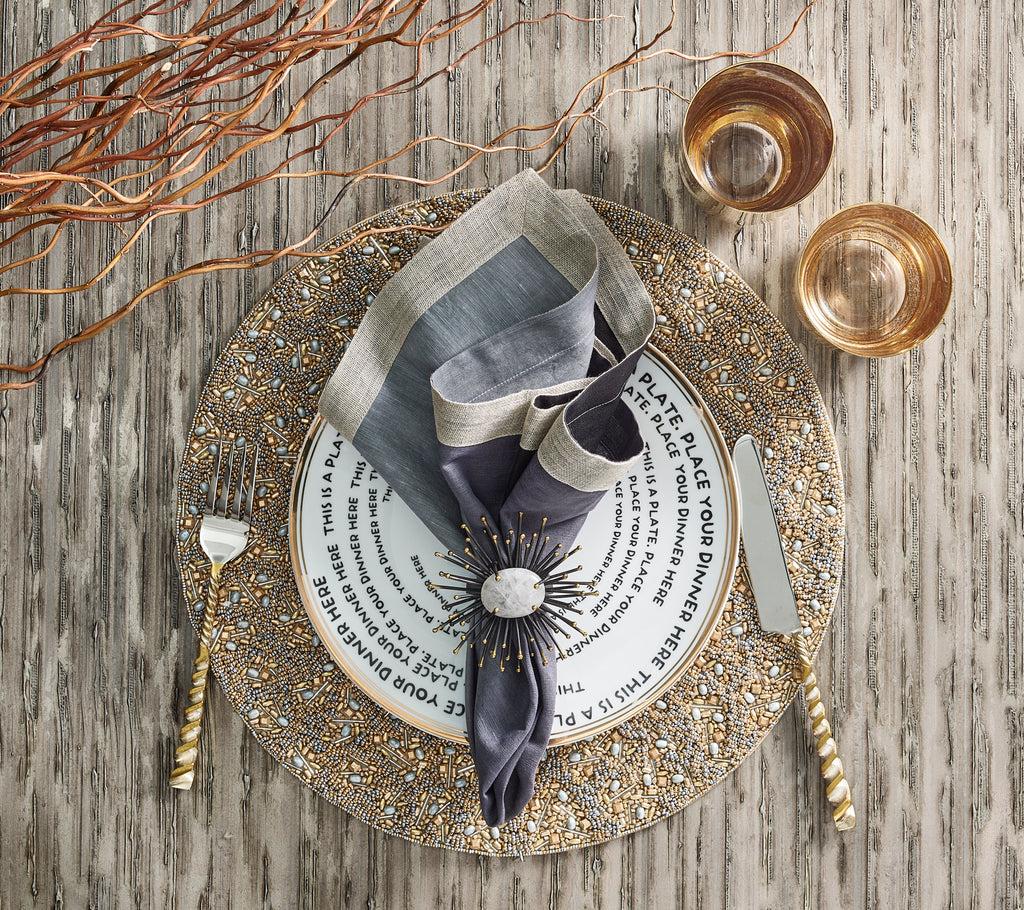 Dip Dye Napkin in Gray & Black, Set of 4