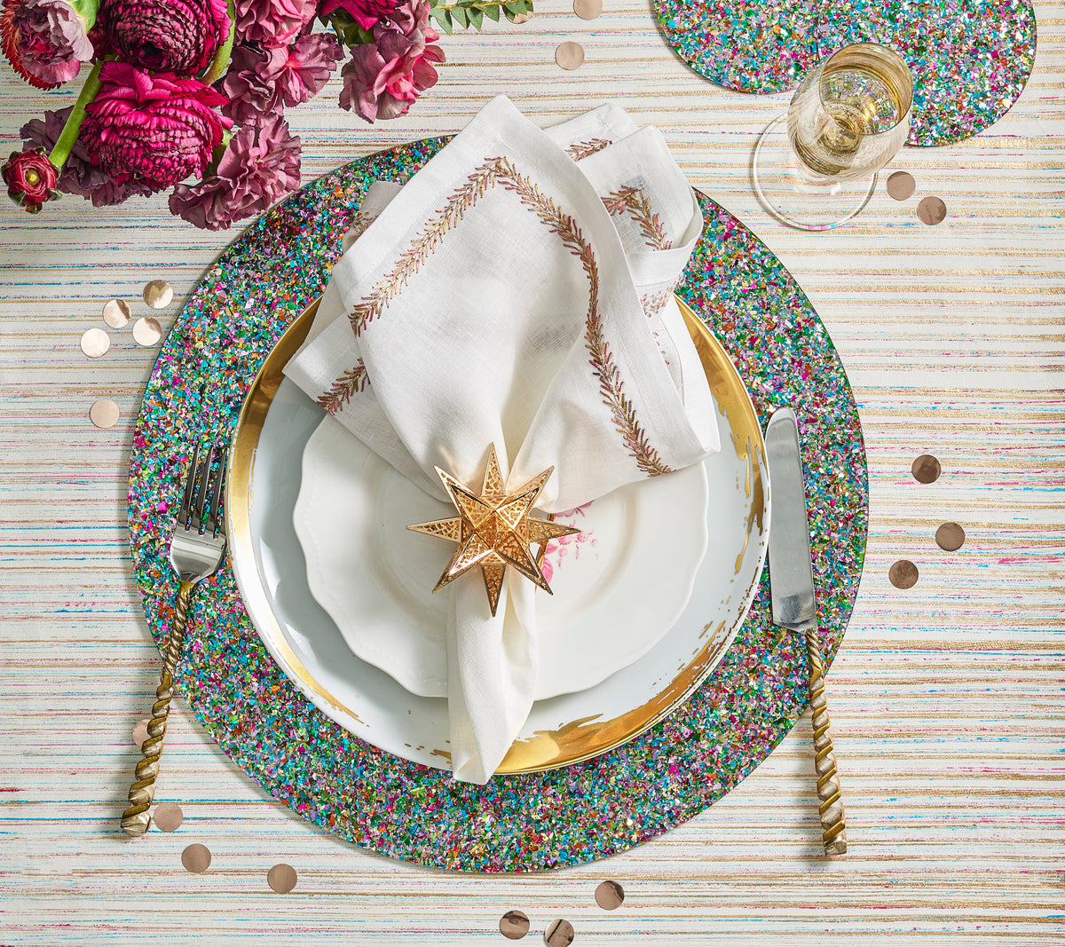 Jardin Napkin in White & Blush, Set of 4