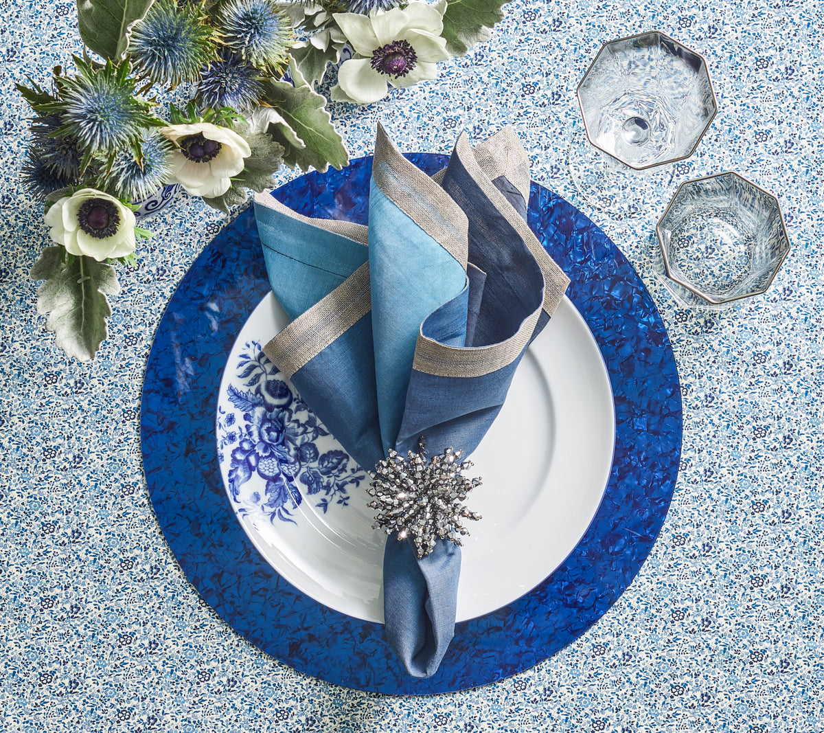 Dip Dye Napkin in Navy & Blue, Set of 4