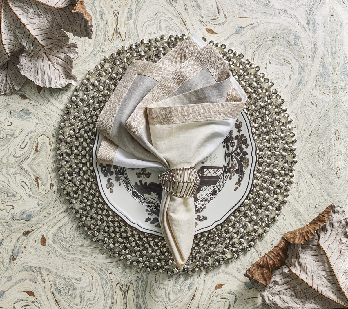 Dip Dye Napkin in Gray & Silver, Set of 4