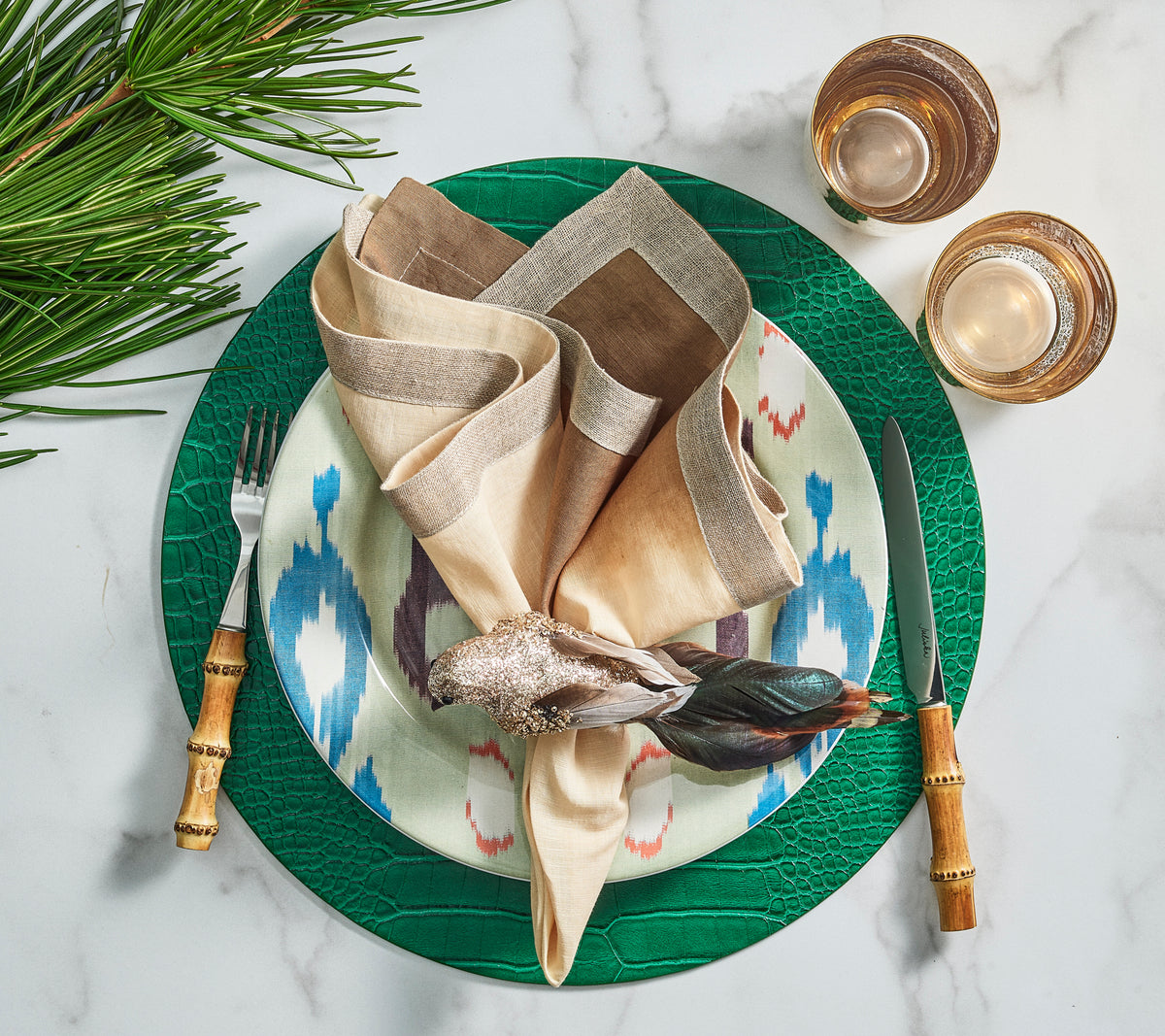 Dip Dye Napkin in Natural, Brown & Gold, Set of 4