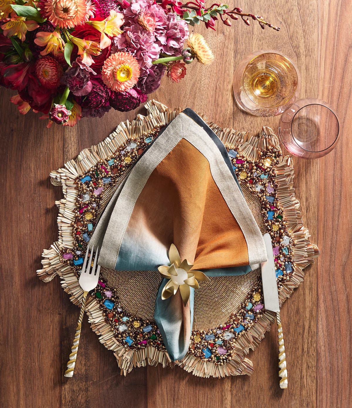 Dip Dye Napkin in Midnight & Copper, Set of 4