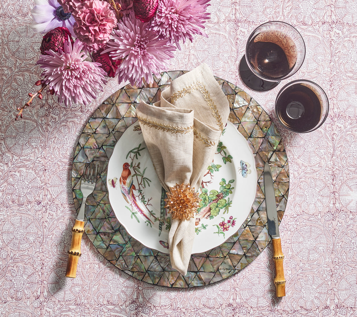 Jardin Napkin in Natural, Gold & Silver, Set of 4