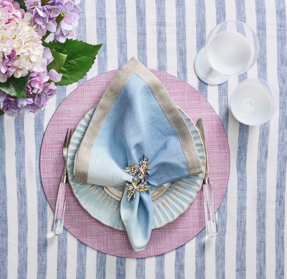 Dip Dye Napkin in White & Periwinkle, Set of 4