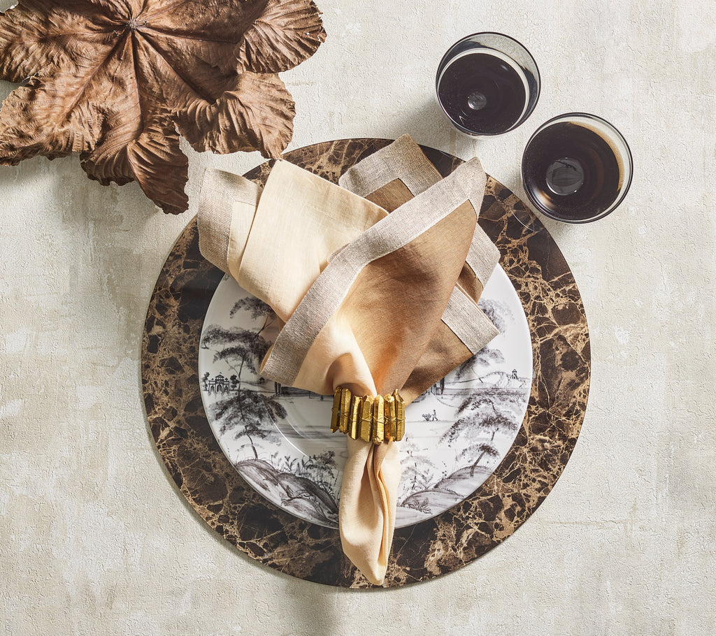 Dip Dye Napkin in Natural, Brown & Gold, Set of 4
