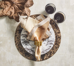 Dip Dye Napkin in Natural, Brown & Gold, Set of 4