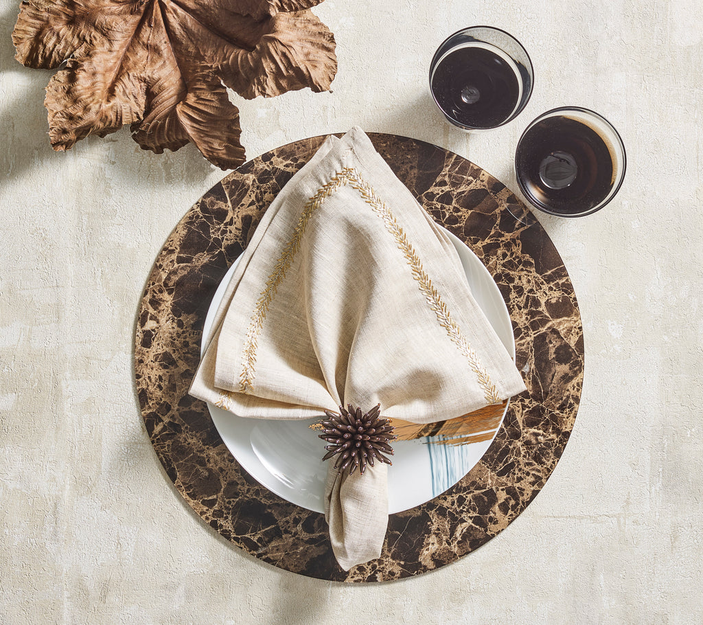 Jardin Napkin in Natural, Gold & Silver, Set of 4
