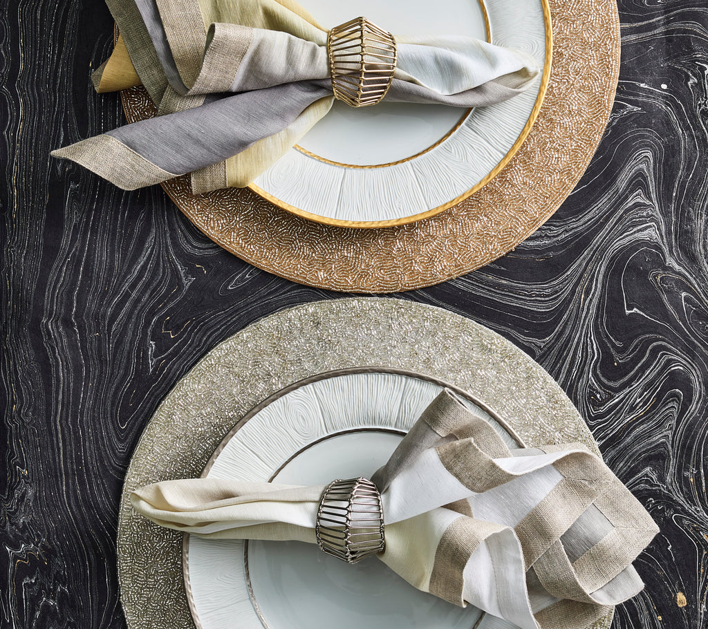 Dip Dye Napkin in Gray & Silver, Set of 4