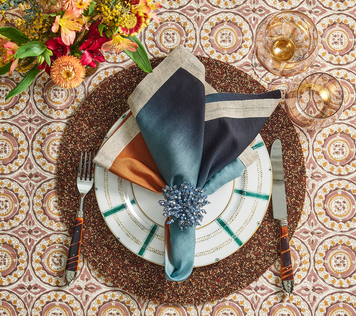 Dip Dye Napkin in Midnight & Copper, Set of 4