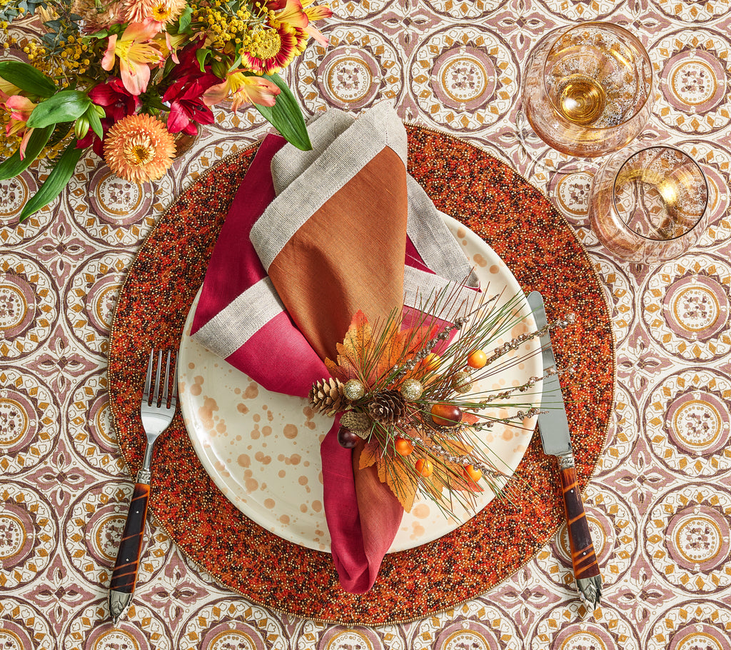 Dip Dye Napkin in Cranberry & Orange, Set of 4