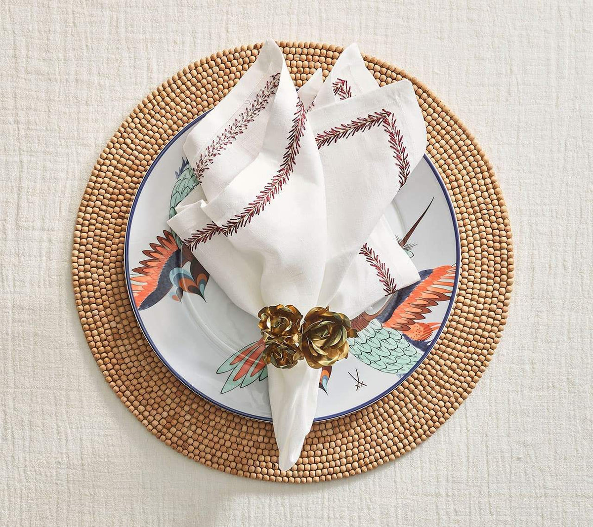 Wood Round Placemat in Natural, Set of 4