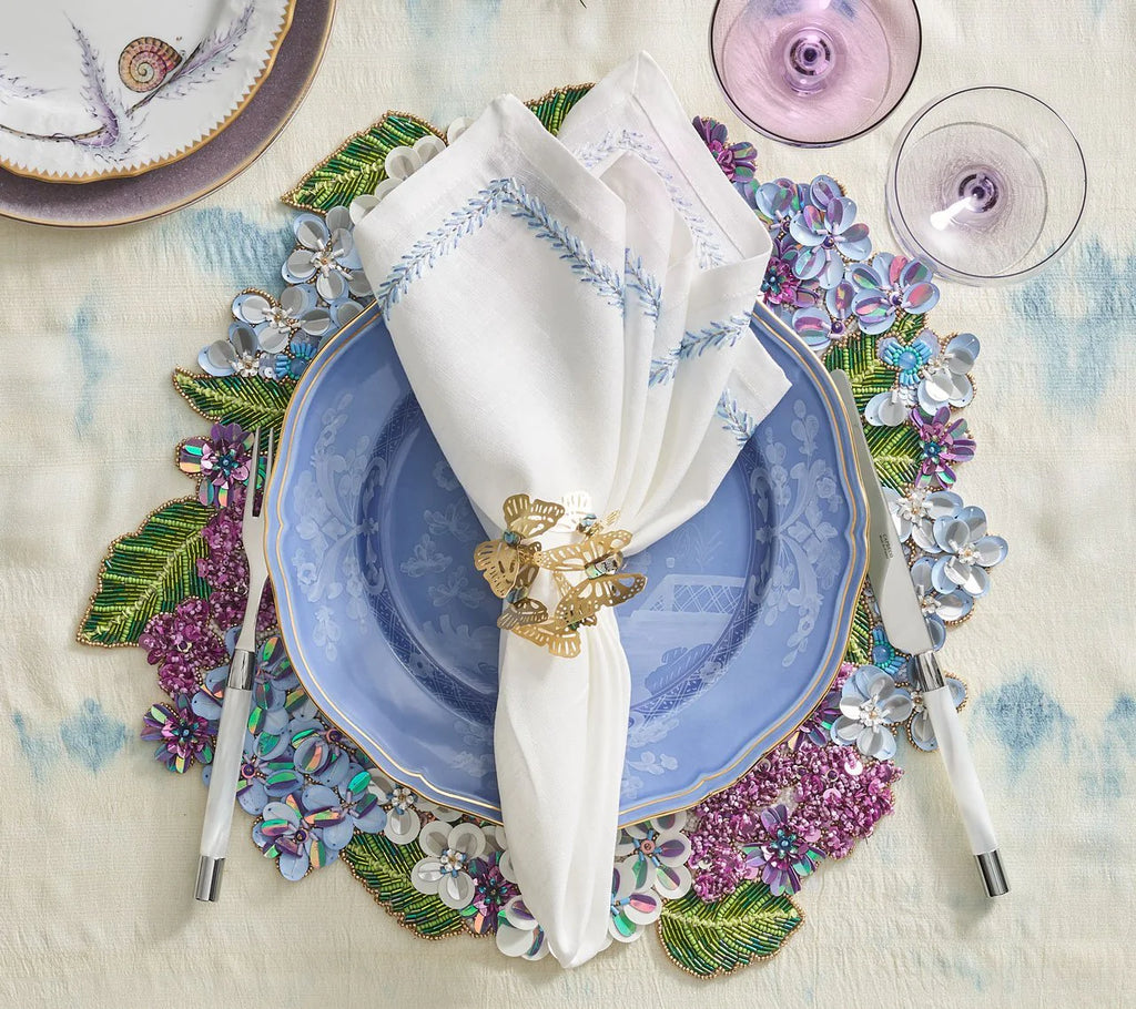 Jardin Napkin in White & Periwinkle, Set of 4