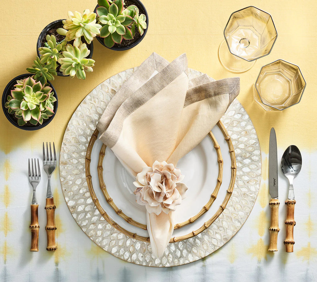 Dip Dye Napkin in White & Beige, Set of 4