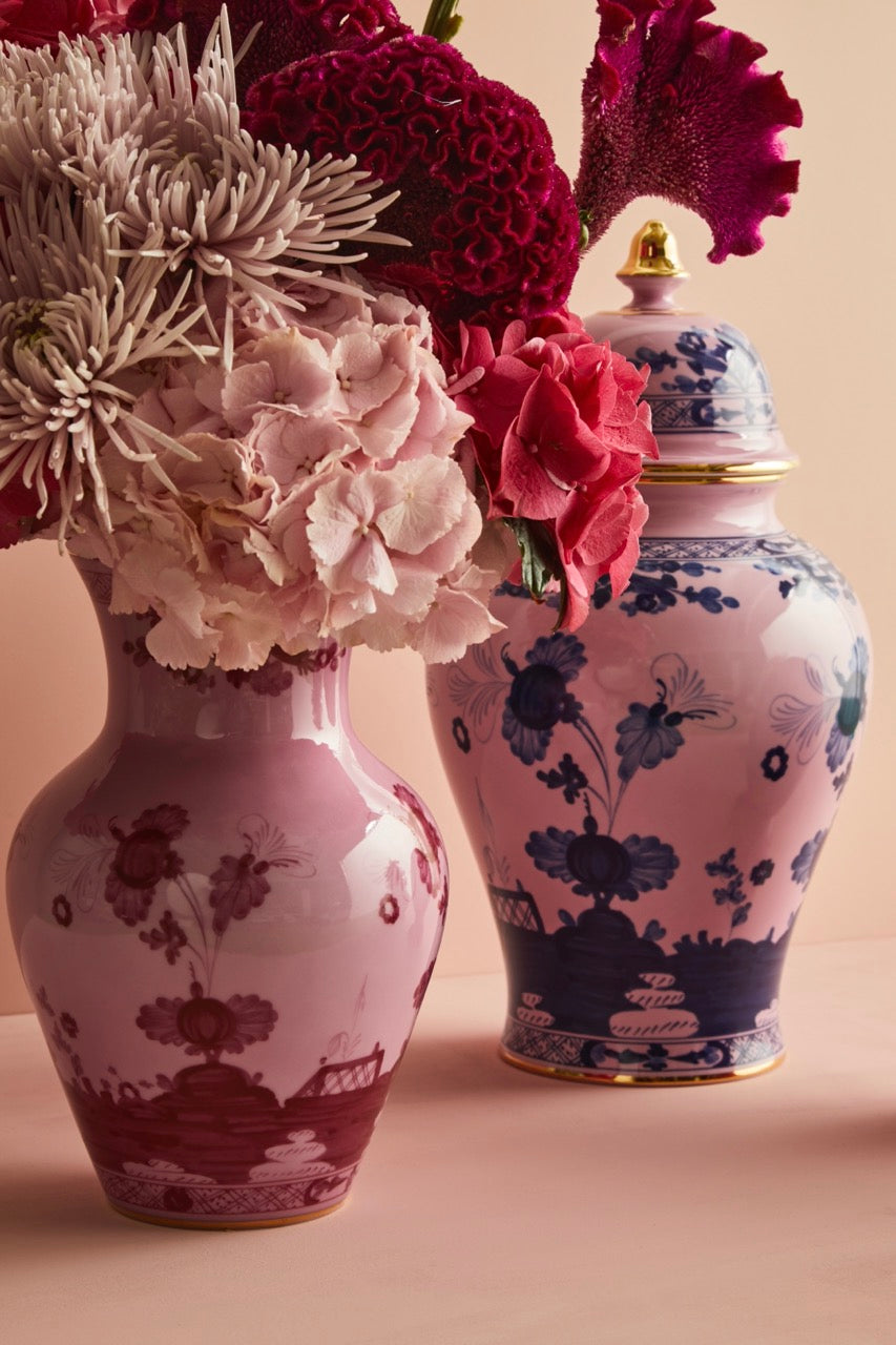 Oriente Italiano Large Potiche Vase With Cover in Azalea | Over