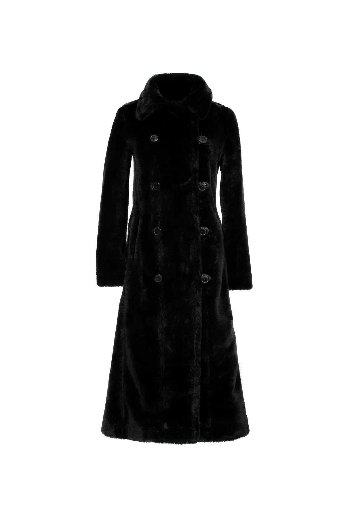 Catherine Faux Fur Reversible Coat in Noir