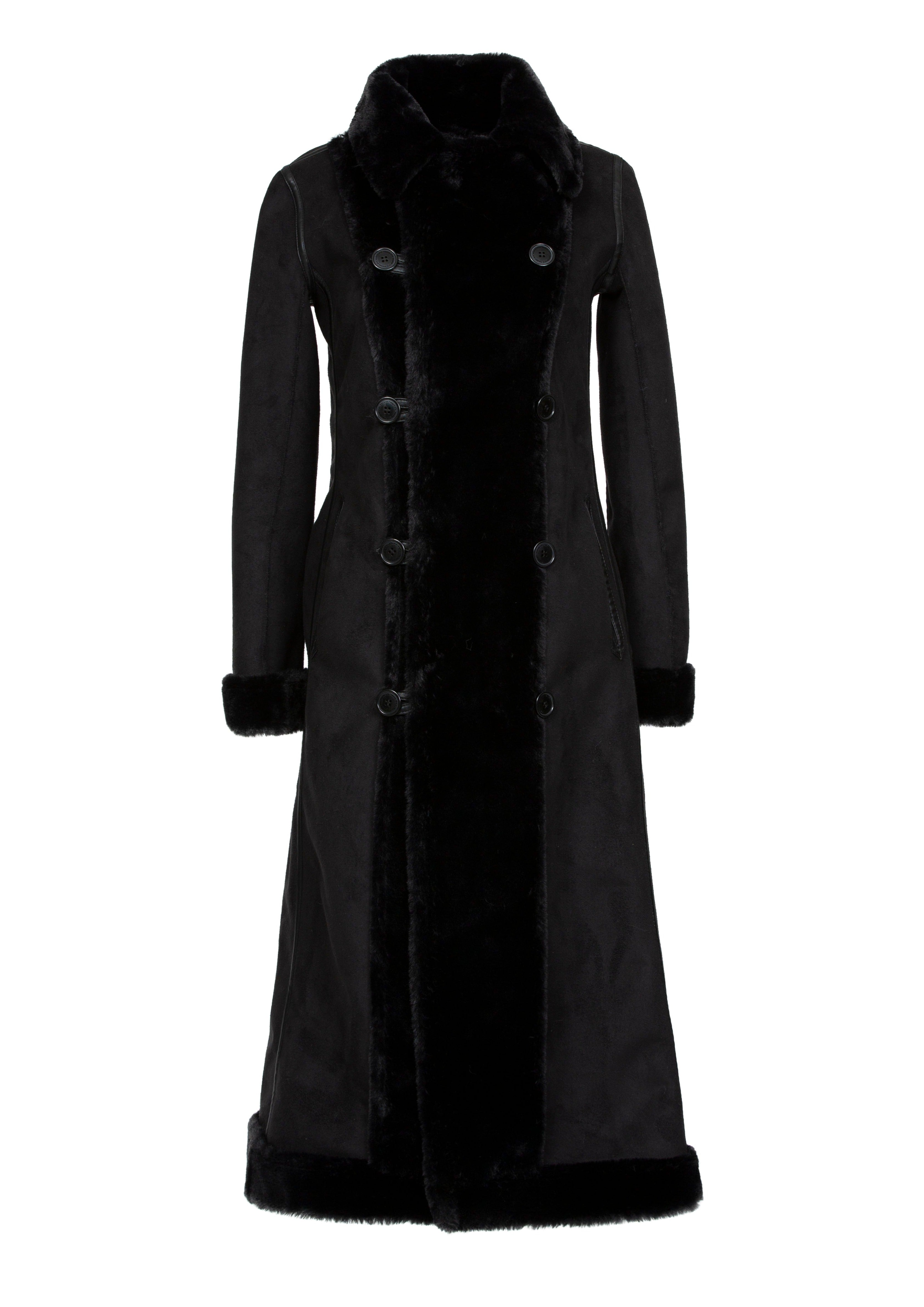 Catherine Faux Fur Reversible Coat in Noir