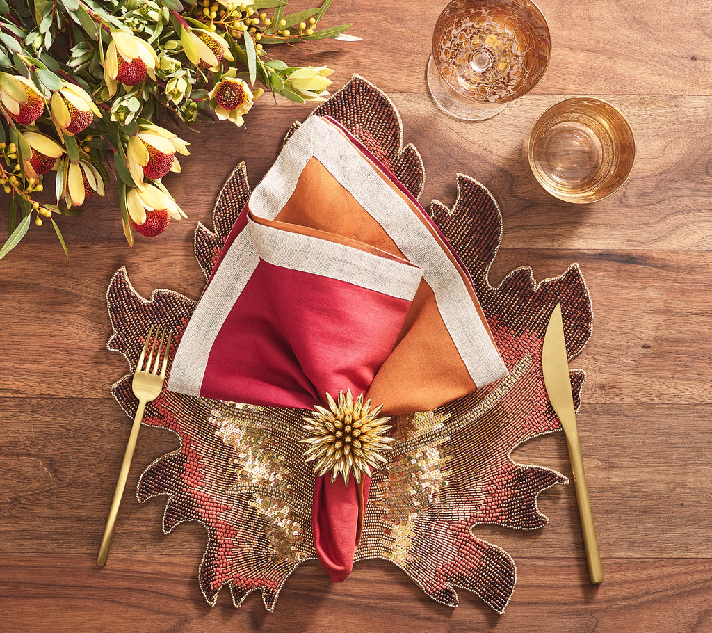 Dip Dye Napkin in Cranberry & Orange, Set of 4