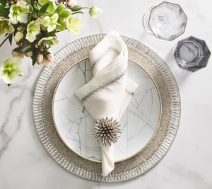 Jardin Napkin in White & Silver, Set of 4