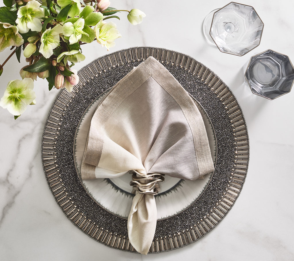 Dip Dye Napkin in Gray & Silver, Set of 4