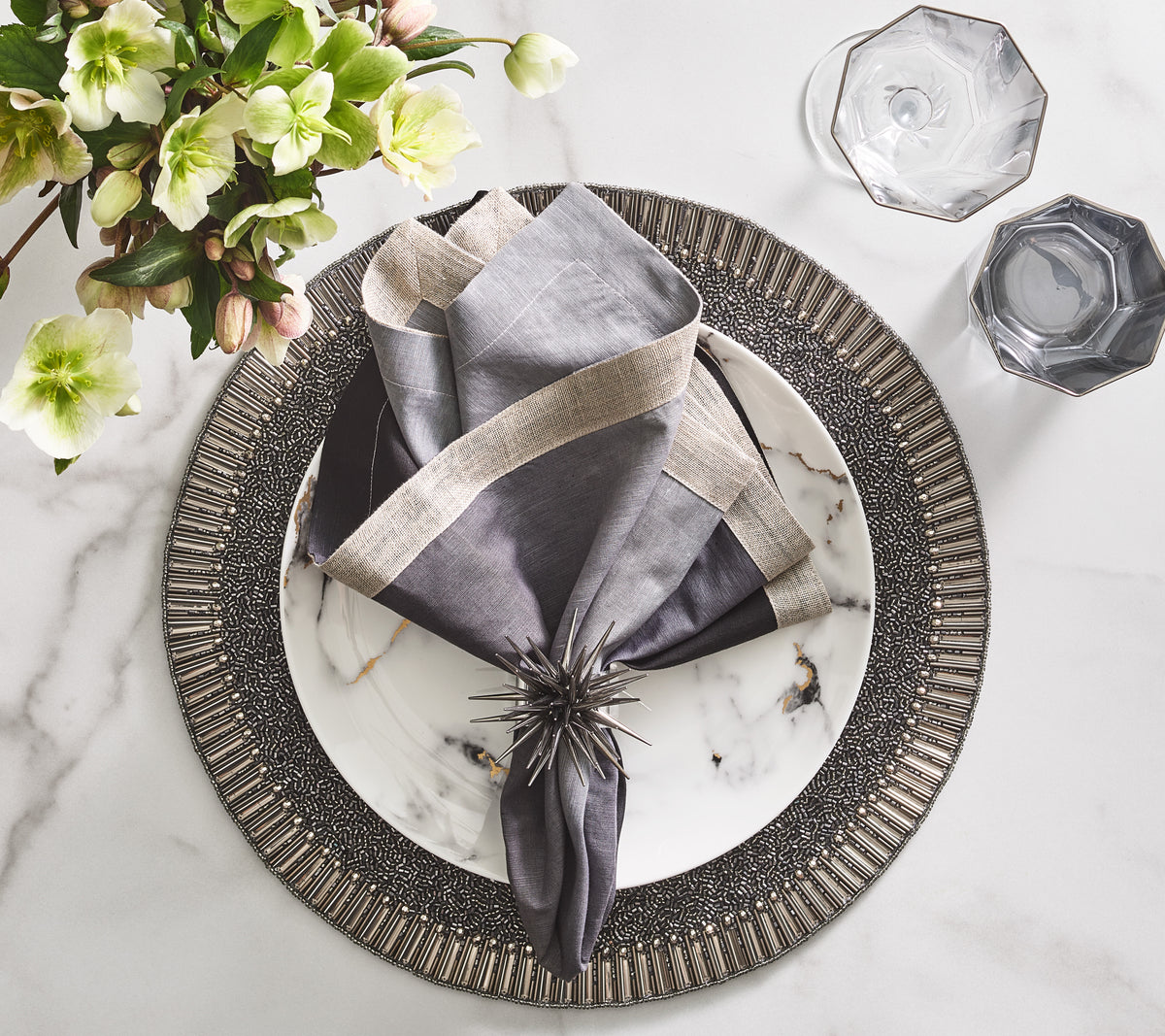 Dip Dye Napkin in Gray & Black, Set of 4