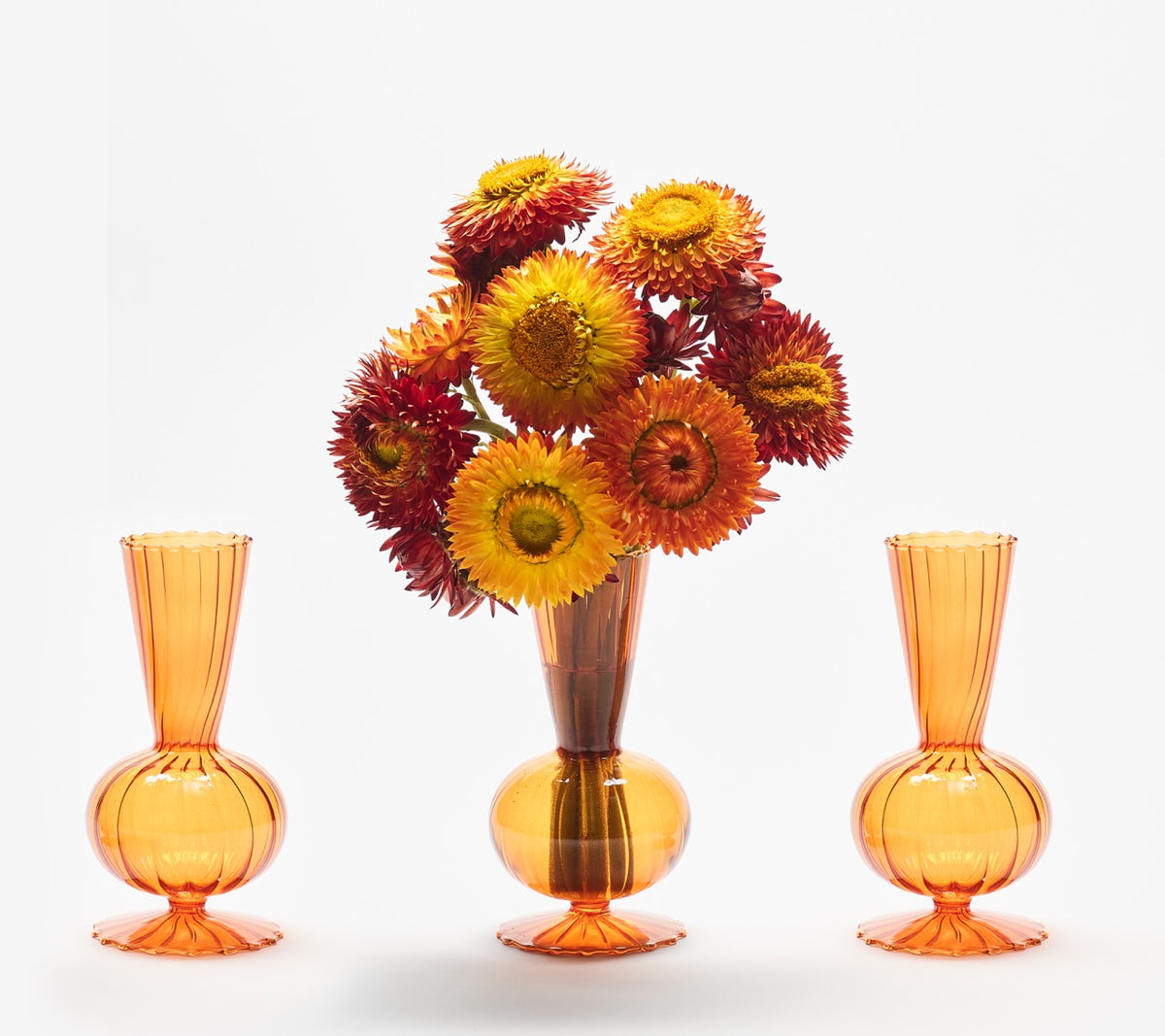 Tess Bud Vase in Amber, Set of 3