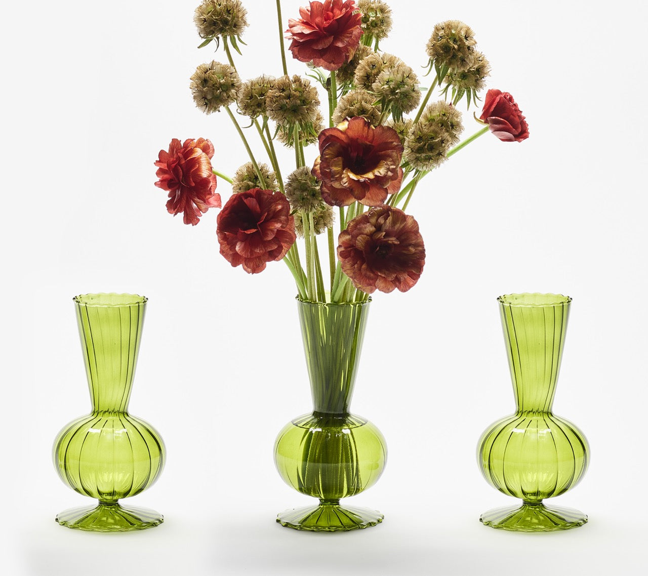 Tess Bud Vase in Olive, Set of 3