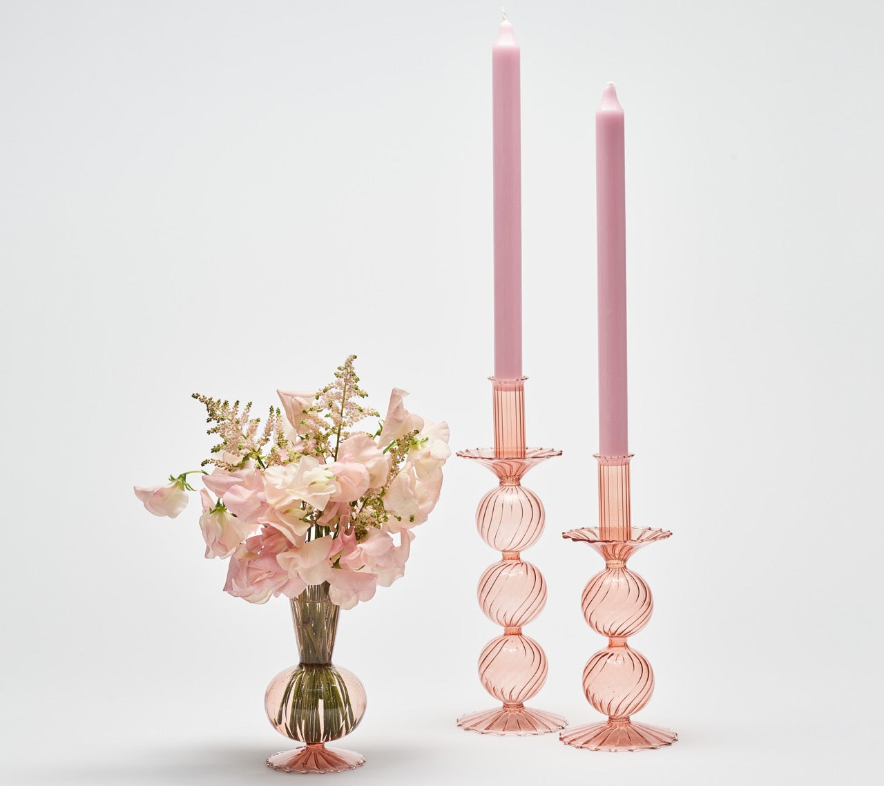 Bella Short Candle Holder in Blush, Set of 2