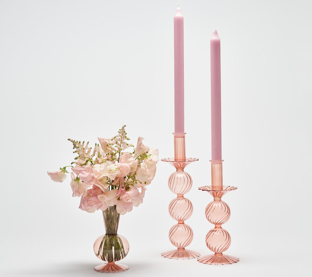 Iris Tall Candle Holder in Blush, Set of 2