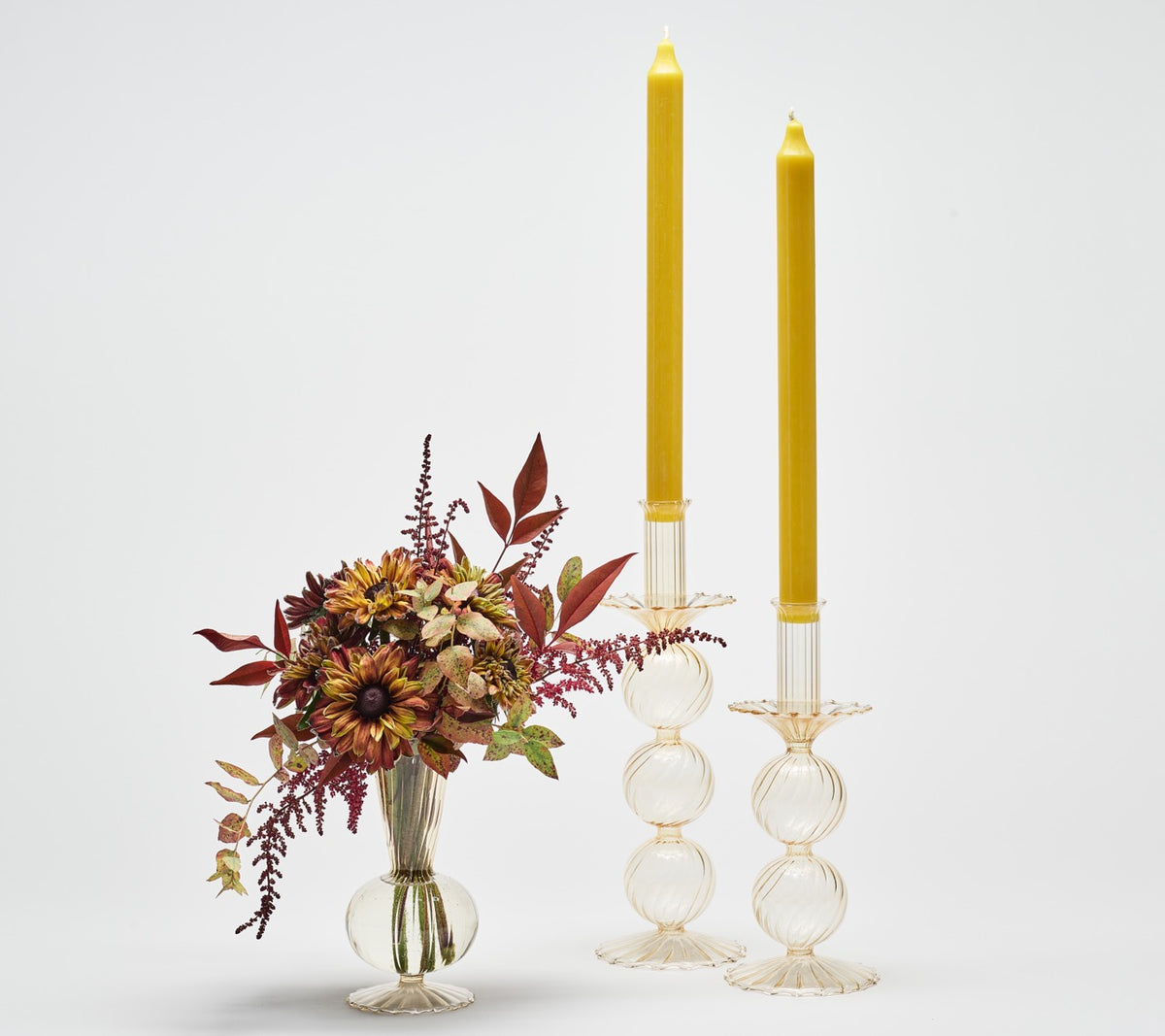 Iris Tall Candle Holder in Champagne, Set of 2