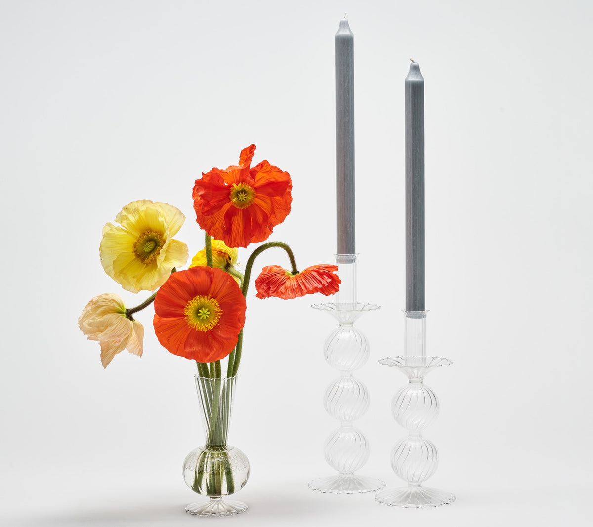 Bella Short Candle Holder in Clear, Set of 2
