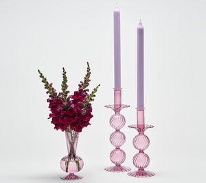 Bella Short Candle Holder in Lavender, Set of 2
