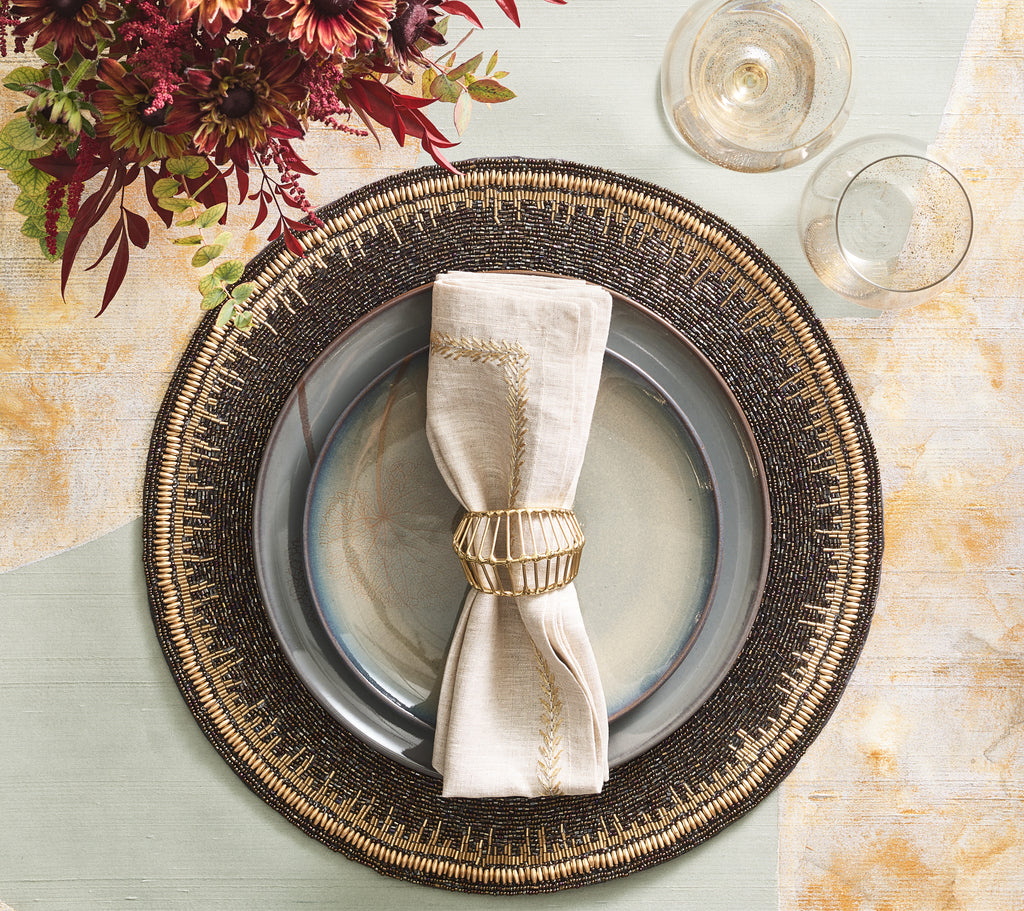 Jardin Napkin in Natural, Gold & Silver, Set of 4