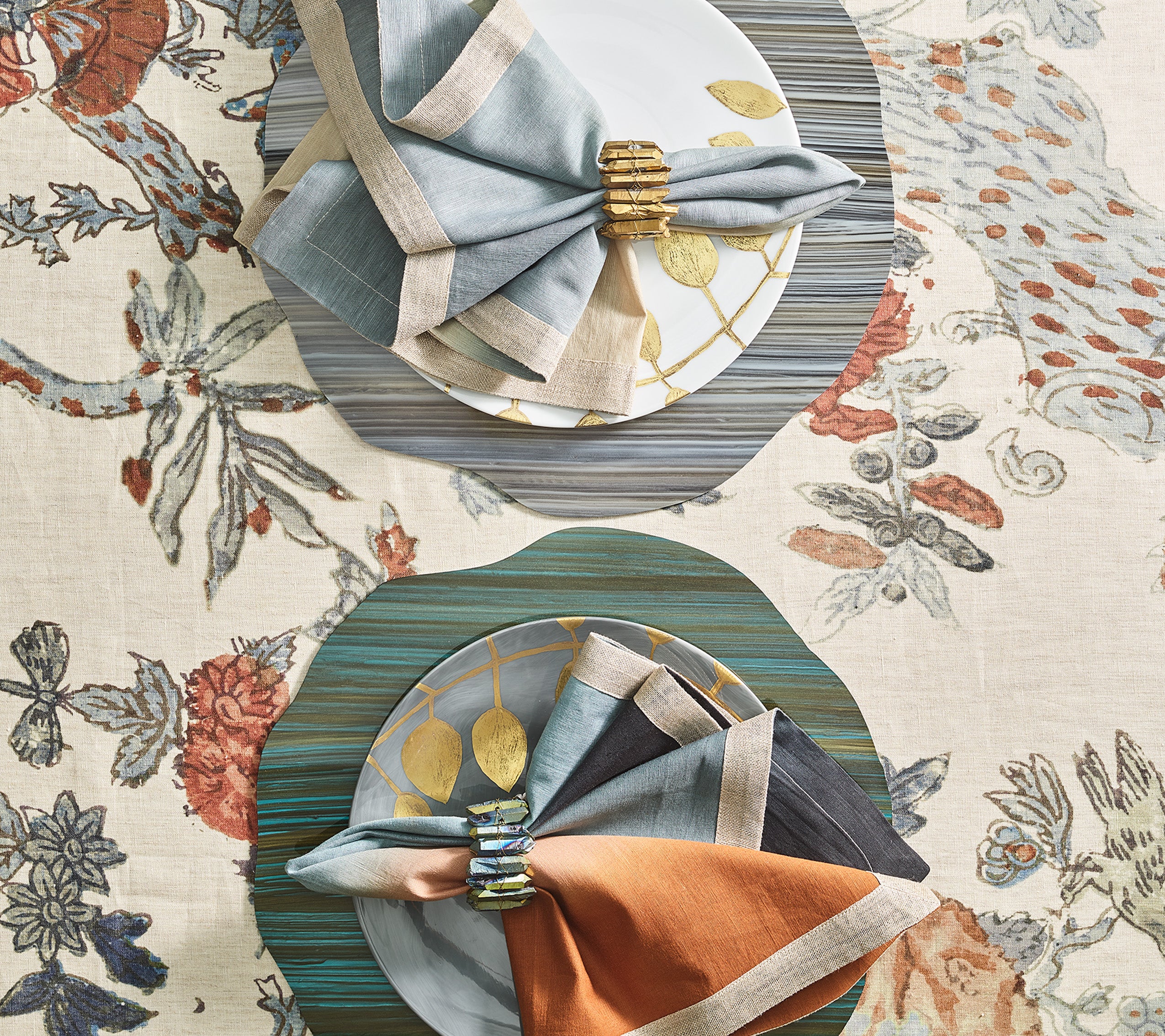 Dip Dye Napkin in Midnight & Copper, Set of 4