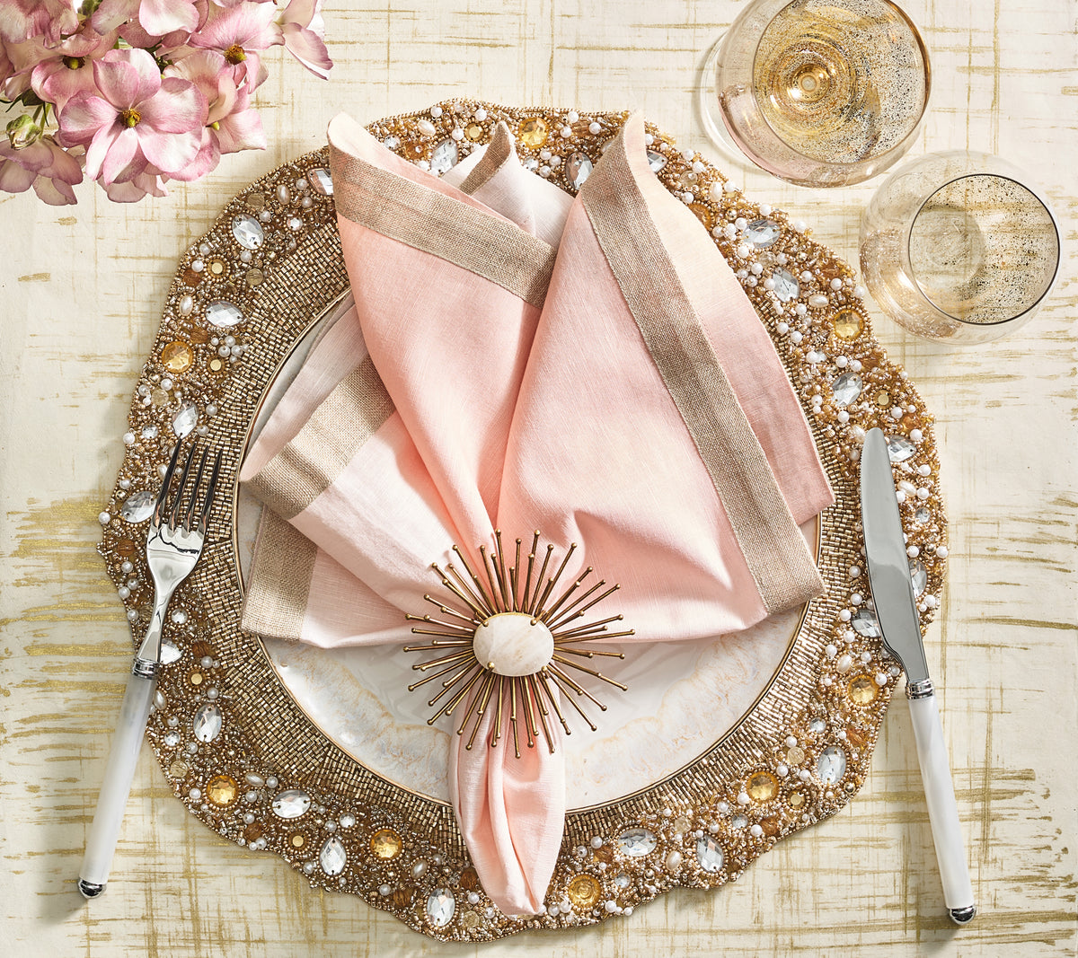 Dip Dye Napkin in Blush & Gold, Set of 4